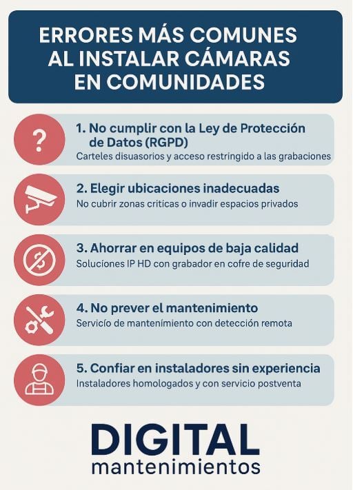 Errores mas comunes al instalar camaras en comunidades
