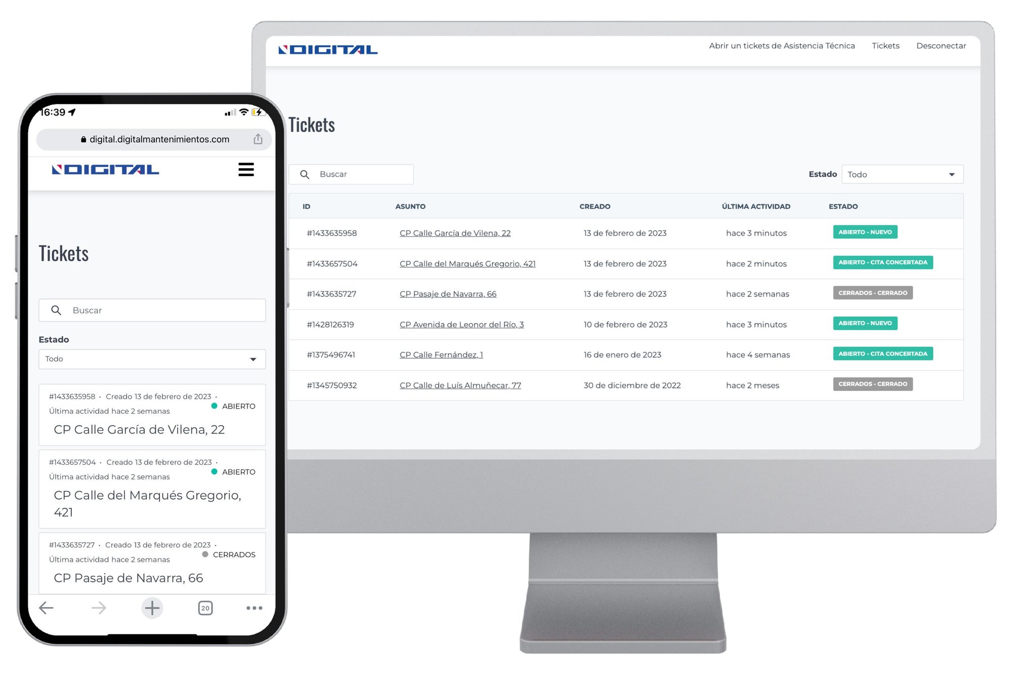 Mockups portal admin.