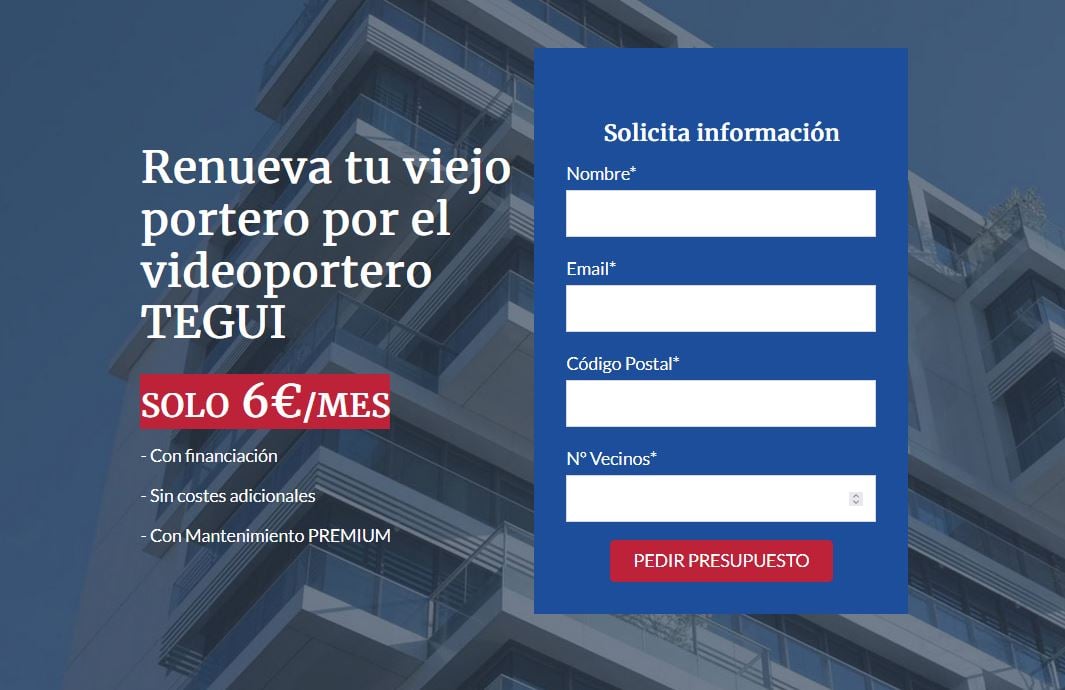 Renueva tu portero por video portero por 6  euros mes