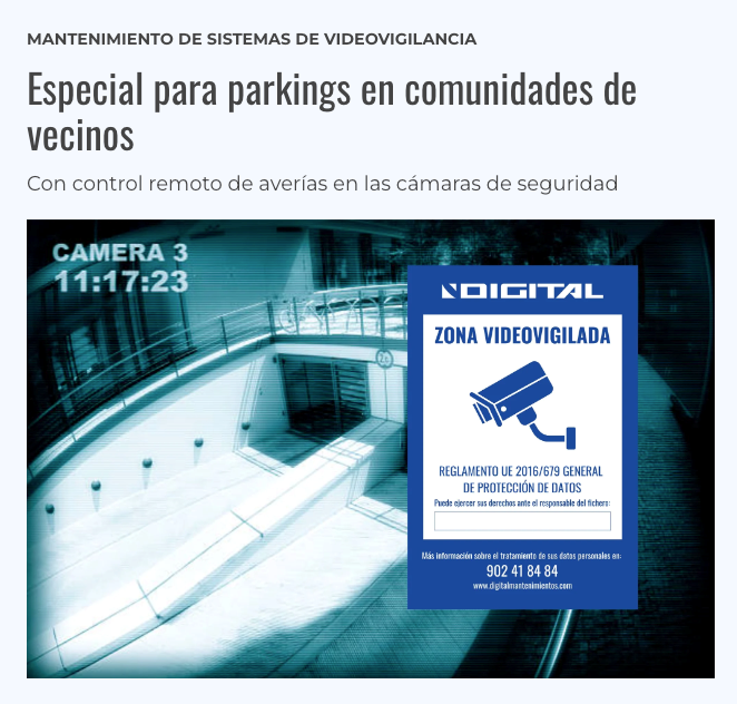 camaras especiales para comunidades de parkings y garajes de vecinos