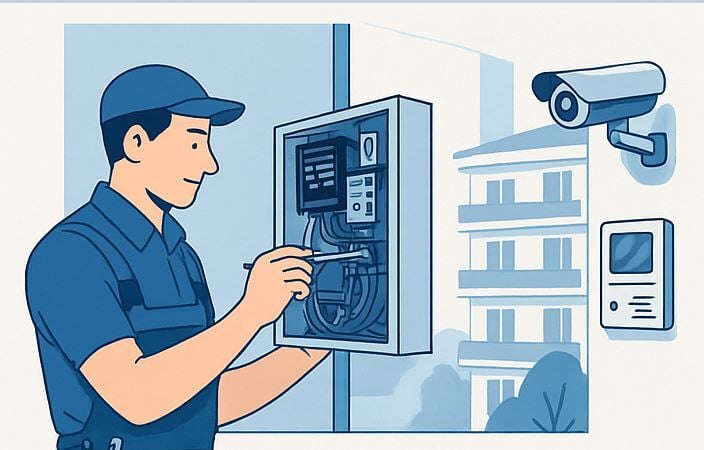 premiun digital vecinos Comunidad de vecinos moderna con cámaras y portero automático
