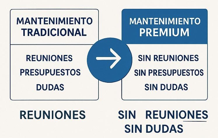 Gráfico comparativo de mantenimiento tradicional vs premium.