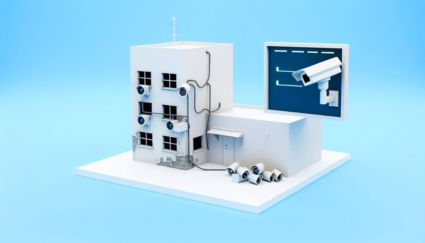 Un edificio de apartamentos que ha sufrido un acto vandálico donde hay instalado un sistema de seguridad con cámaras de videovigilancia